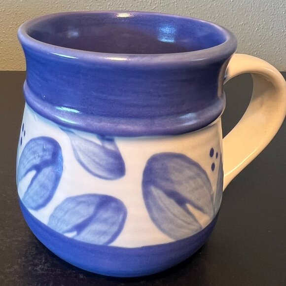 Vintage PFALTZGRAFF Hand Painted VILLA FLORA Blue & White Stoneware Mug ~ Mexico - Picture 3 of 7